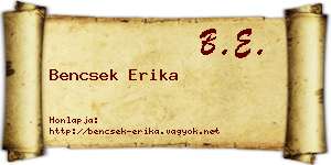 Bencsek Erika névjegykártya